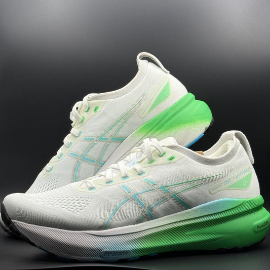 ASICS Gel-Kayano 31 Running Shoes | White & Green Stability Sneakers