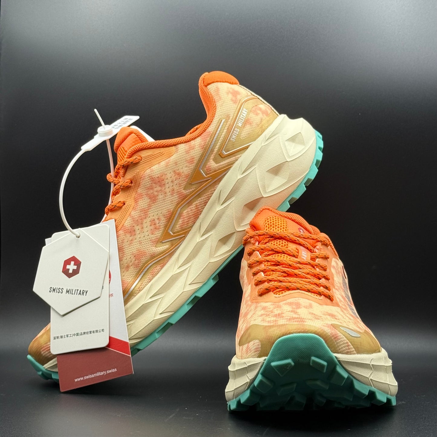 Swiss Military Orange Trail Running Shoes | Cushioned Lace-Up Sneakers