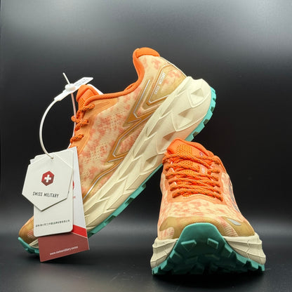 Swiss Military Orange Trail Running Shoes | Cushioned Lace-Up Sneakers