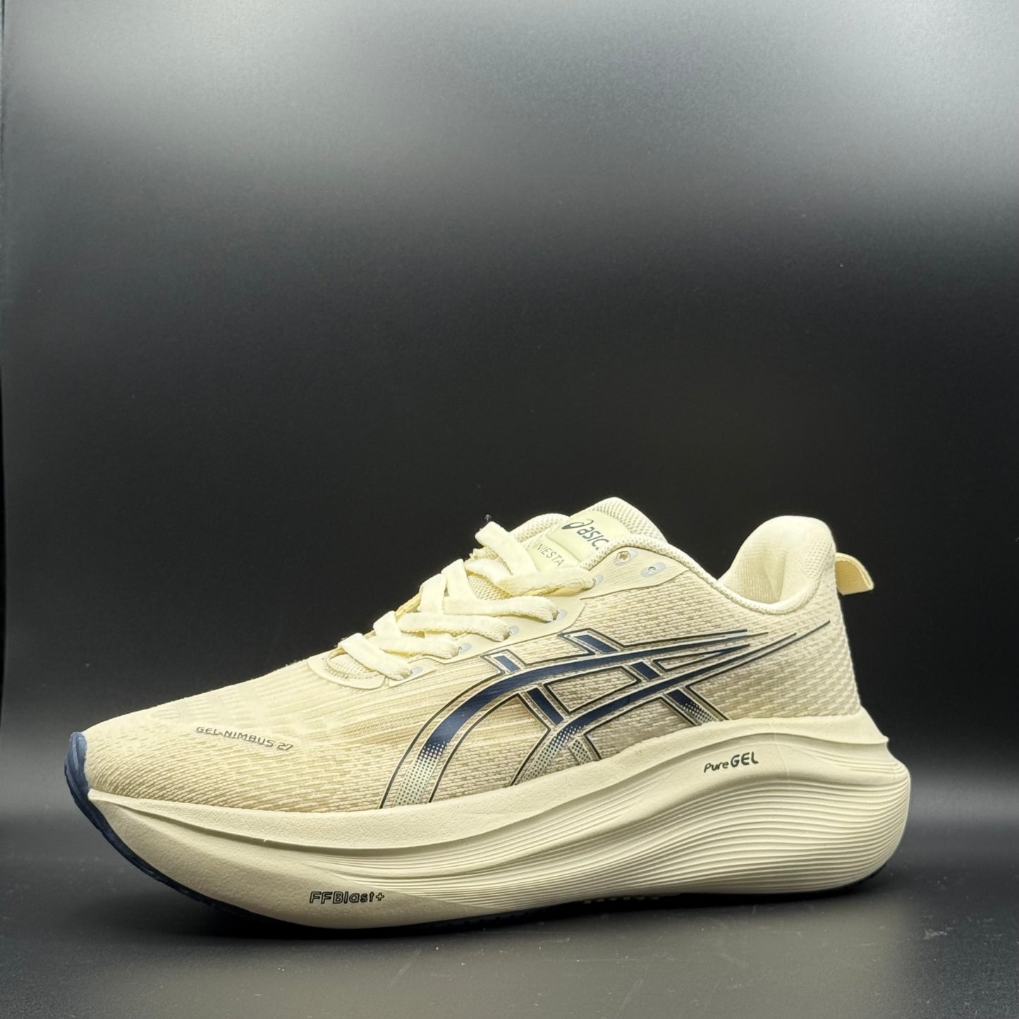 ASICS Gel-Nimbus 27 Running Shoes | Cream & Navy Cushioned Sneakers